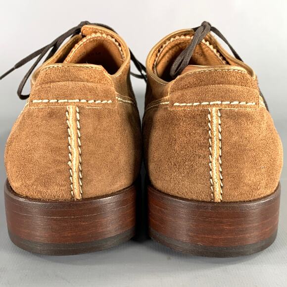 JOHNSTON & MURPHY Size 10 Brown Contrast Stitch Suede Wingtip Lace-Up Shoes - Picture 3 of 10